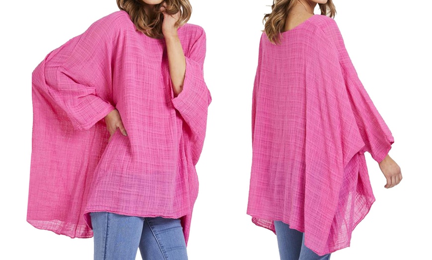 Image 2: Oversized Linen Kaftan Top