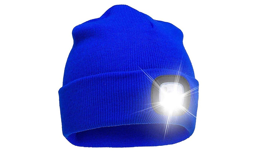 Image 3: Rechargeable Five-LED Beanie Hat