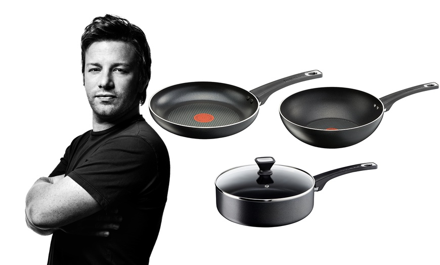 Image 1: Three Tefal Jamie Oliver Pans