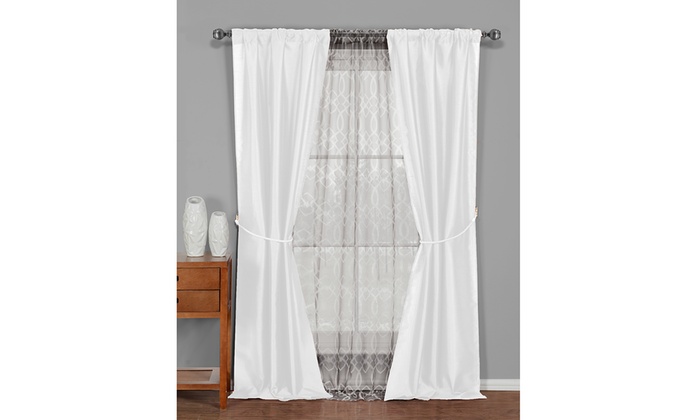 Semi Opague 38 X84 Rod Pocket Window Curtain Set 5 Piece Groupon