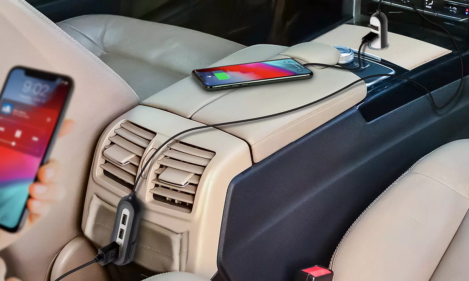 Aduro PowerUp Passenger 5-Port USB Car Charger with Backseat Clip - Primary Image
