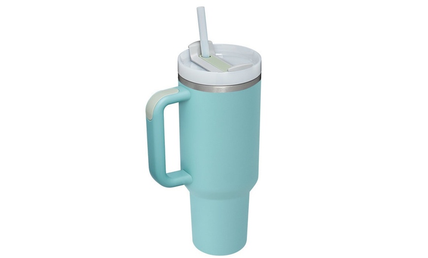 Image 9: 40oz Insulated Travel Mug with Handle