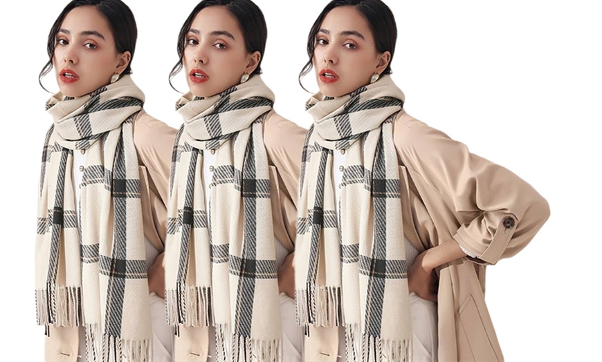 Image 4: One, Two or Three Packs of Soft Winter Checked Scarves