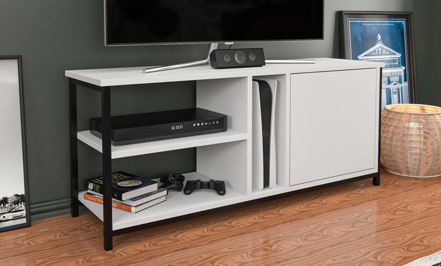 Image 3: Neola Media Television Stand with Open Shelves and Cabinet