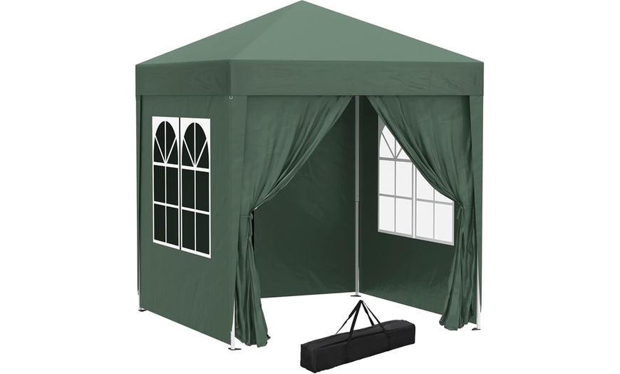 Image 16: Outsunny Pop-Up Gazebo 2m x 2m with Side Panels in Blue, Black, Green