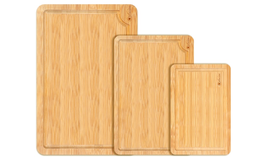 Image 1: Set of Three Bamboo Chopping Boards