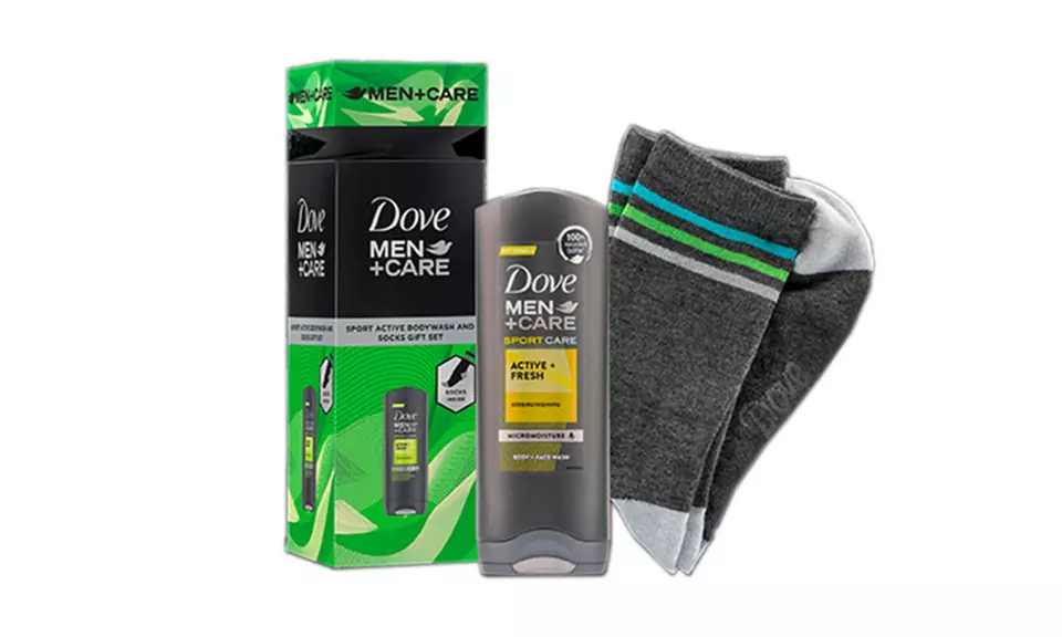 1, 2 ou 3 coffrets Dove avec gel douche "Men+Care Sport Active+Fresh" et chaussettes pour hommes - Primary Image