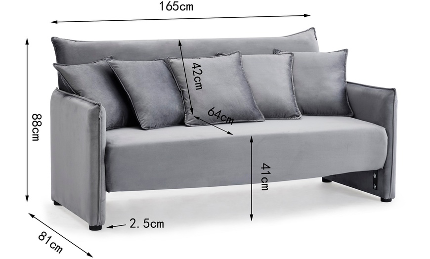 Image 4: Spencer Three-Seater Velvet-Touch Sofa Bed