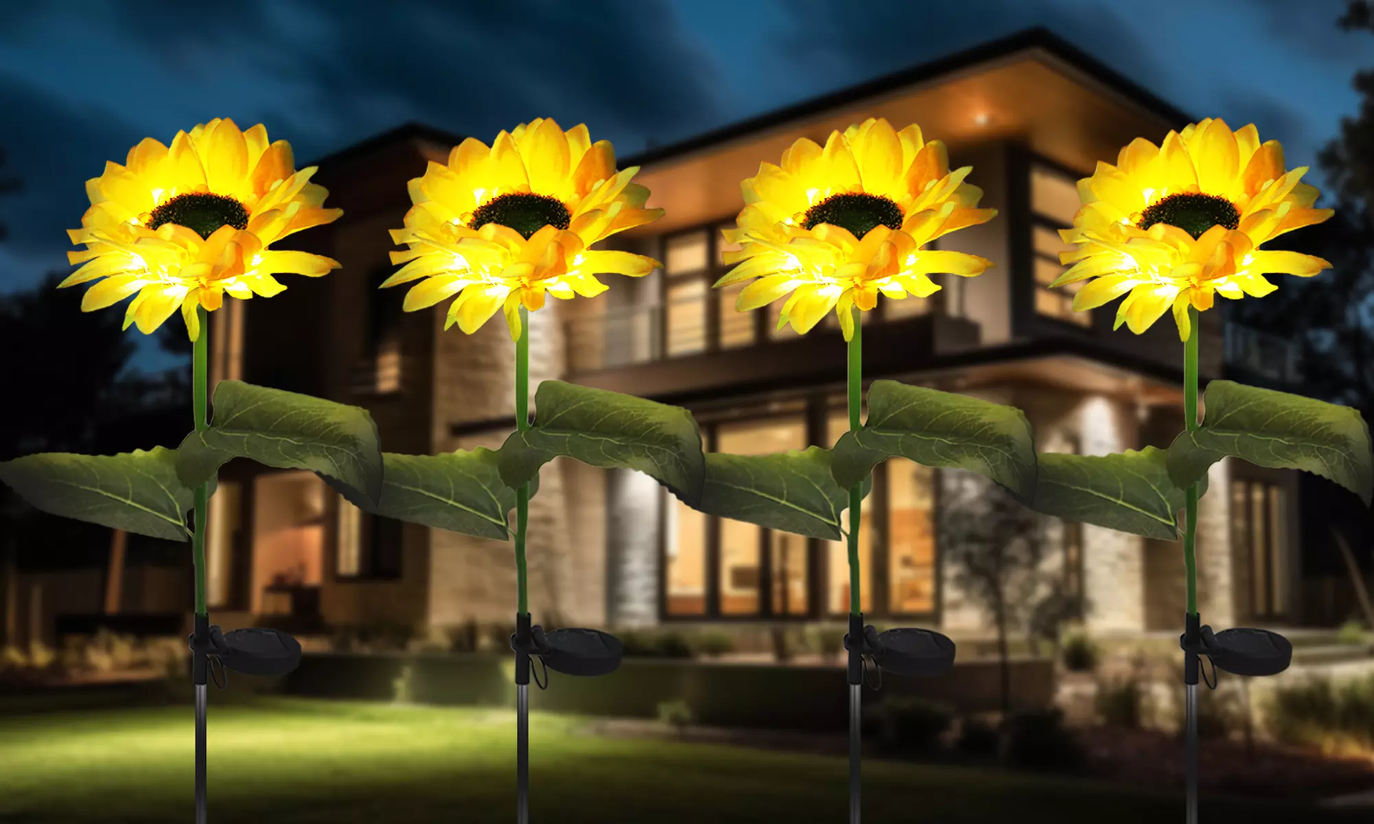 2/4 Pack Solar Lights Solar Sunflower Lights for Outdoor Garden Decor