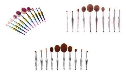 image for Metallic Oval Makeup Brush Set (10-Piece)