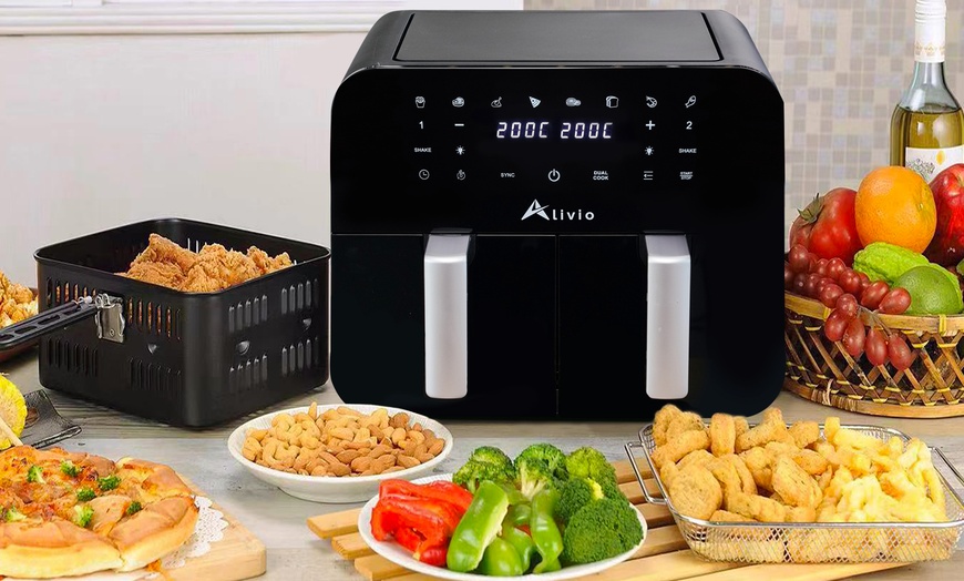 Image 2: Alivio Dual Air Fryer with Smart Touch Control and 9L Capacity 