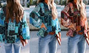 Print Bubble Sleeve Top