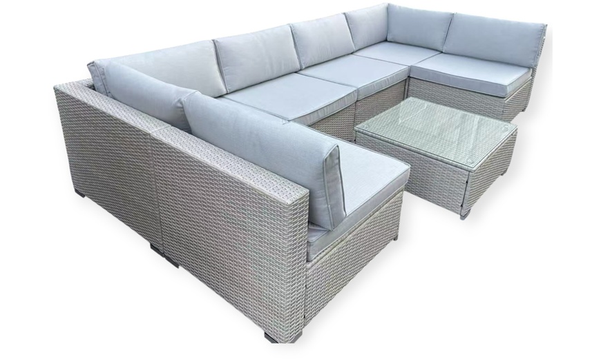 Image 2: 6-Seater U-Shaped Rattan Effect Garden Furniture Set