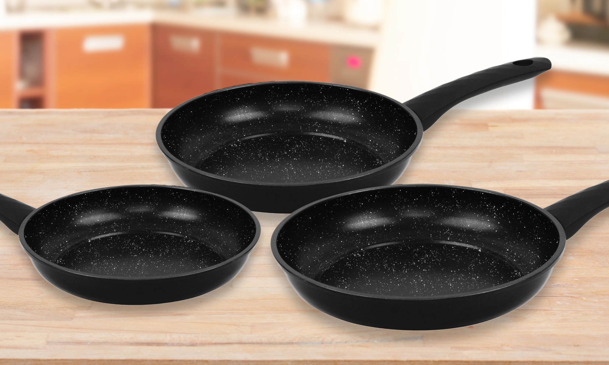 Set di 3 padelle rivestite in marmo Herzberg