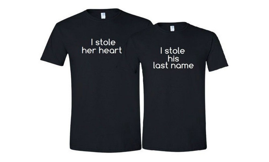 Image 3: Customised Couple T-Shirts