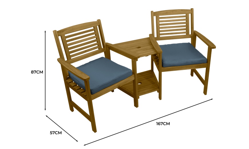 Image 5: Companion Seat with Two-Tier Table and Cushions