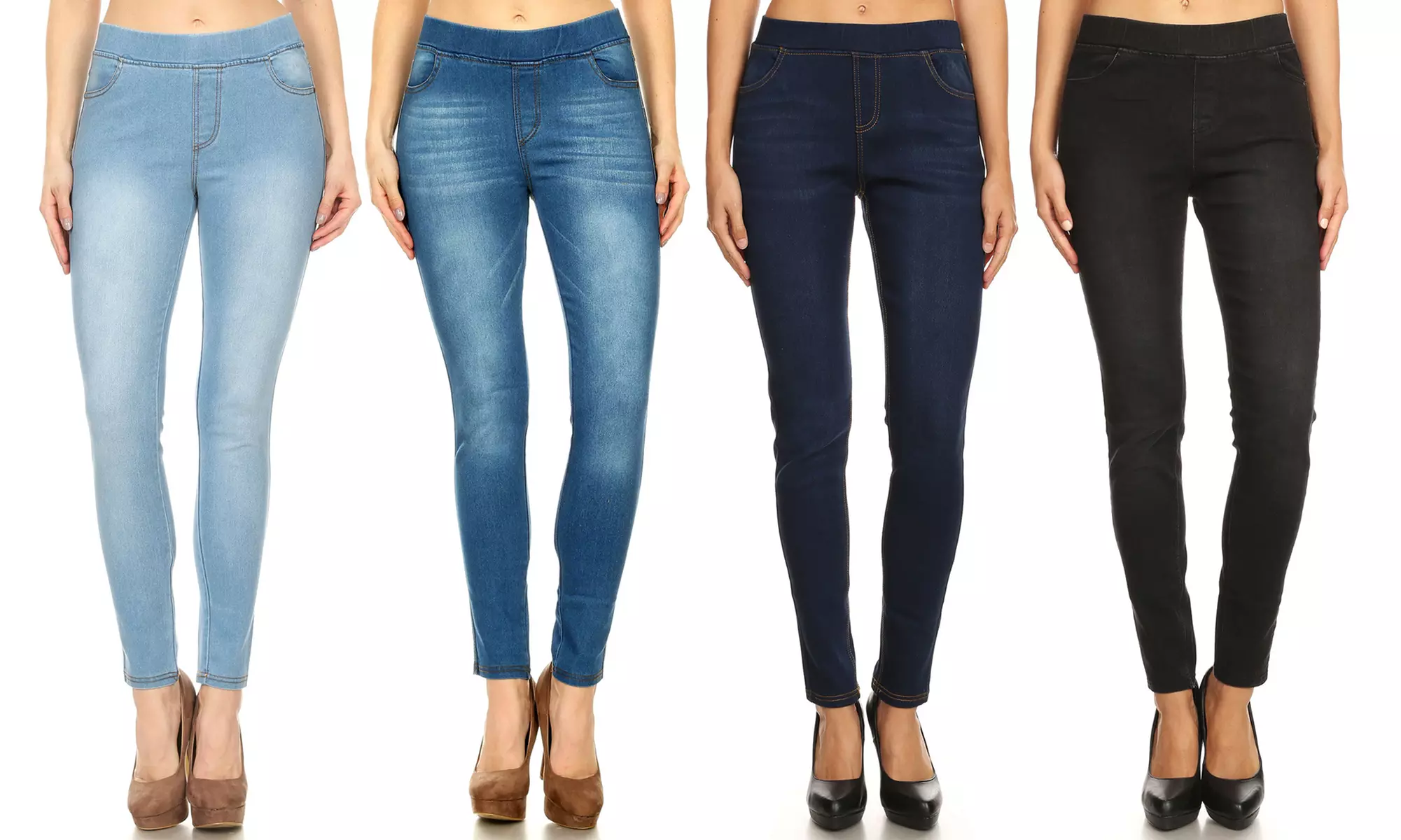 JVINI High-Waist Pull-On Skinny Denim Jeggings. Plus Sizes Available. - Primary Image