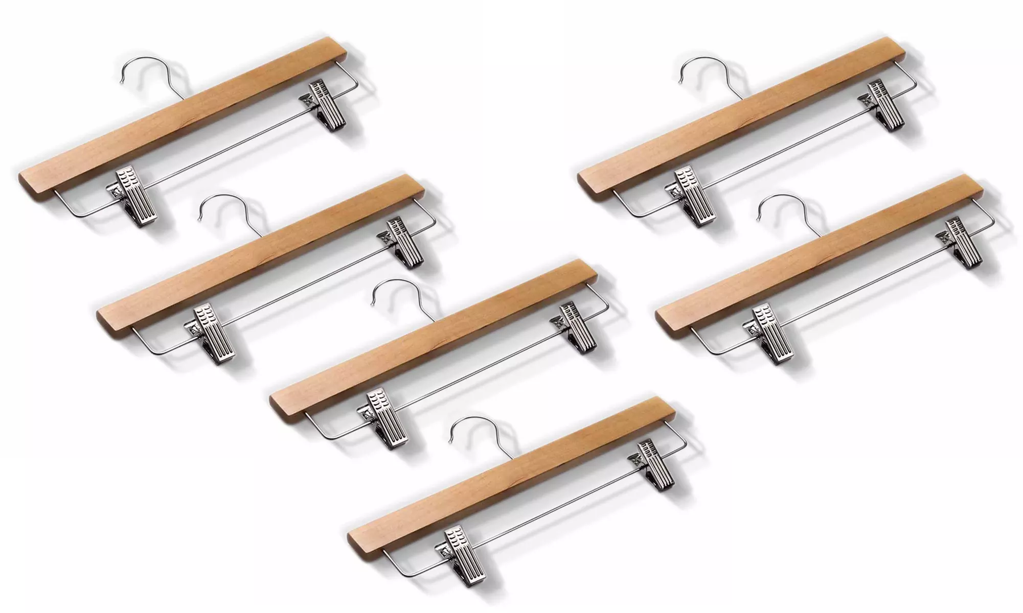 Lot de 6, 10 ou 16 cintres porte jupe ou pantalon en bois naturel - Primary Image