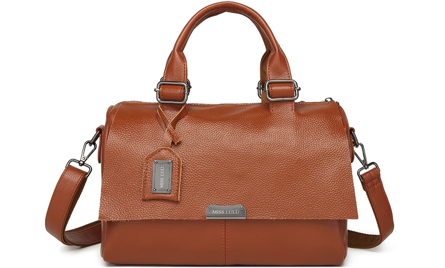 Image 9: Premium Leather Crossbody Bag With Large Capacity