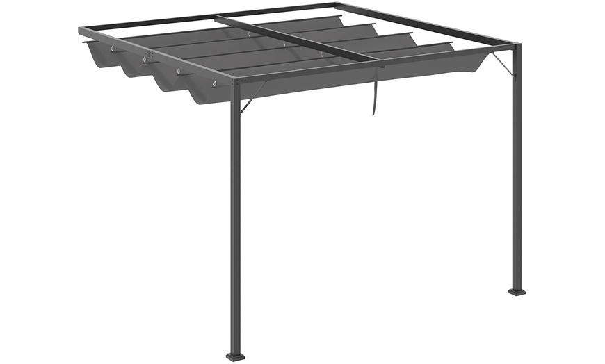 Image 4: Outsunny 3x3m Outdoor Pergola with Retractable Canopy