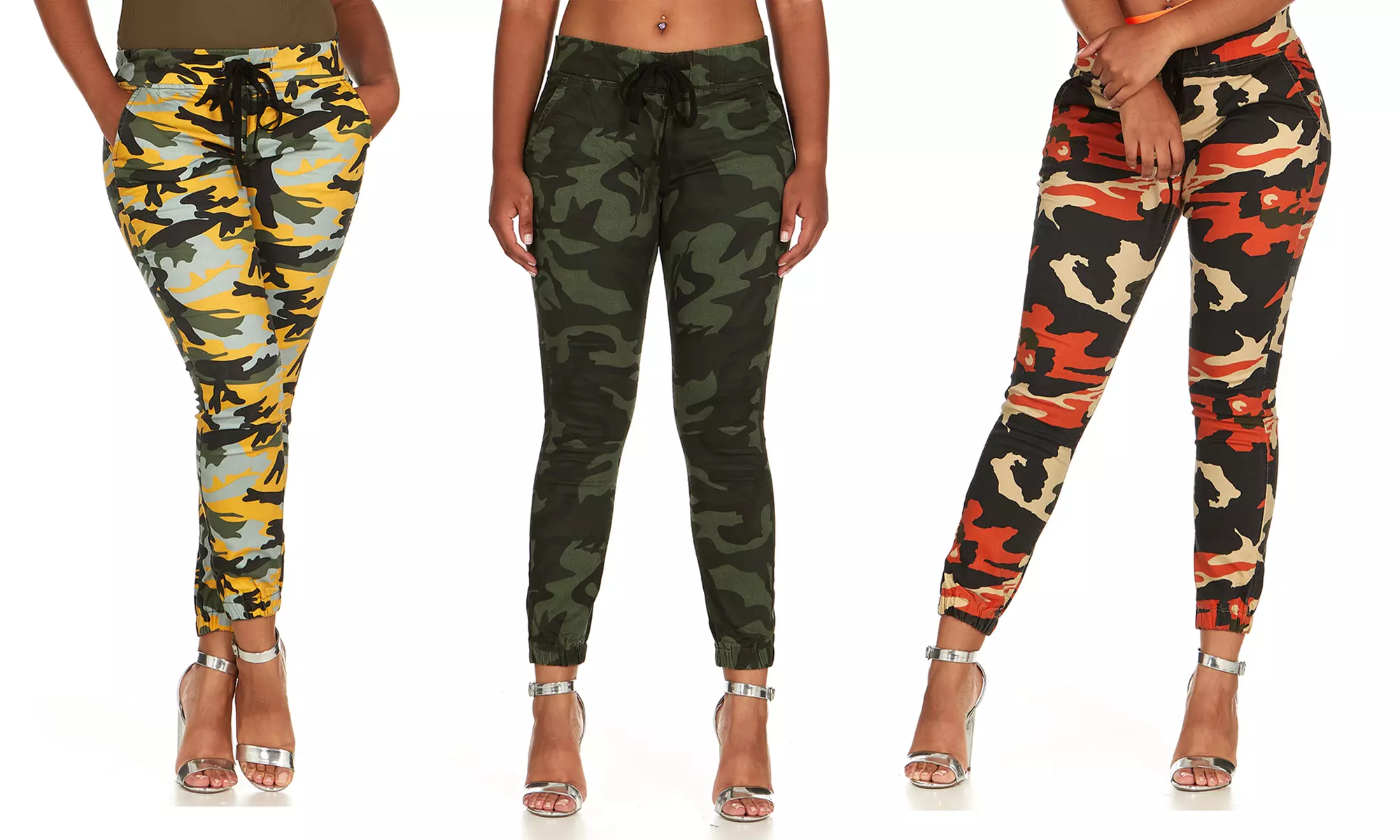 CG Jeans Women's Colorful Camo Jogger Pants with Side Pockets. Plus Sizes Available. - Primary Image