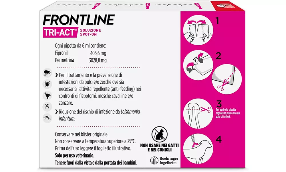 Fino a 12 pipette Frontline Tri-Act® Spot-on per cani