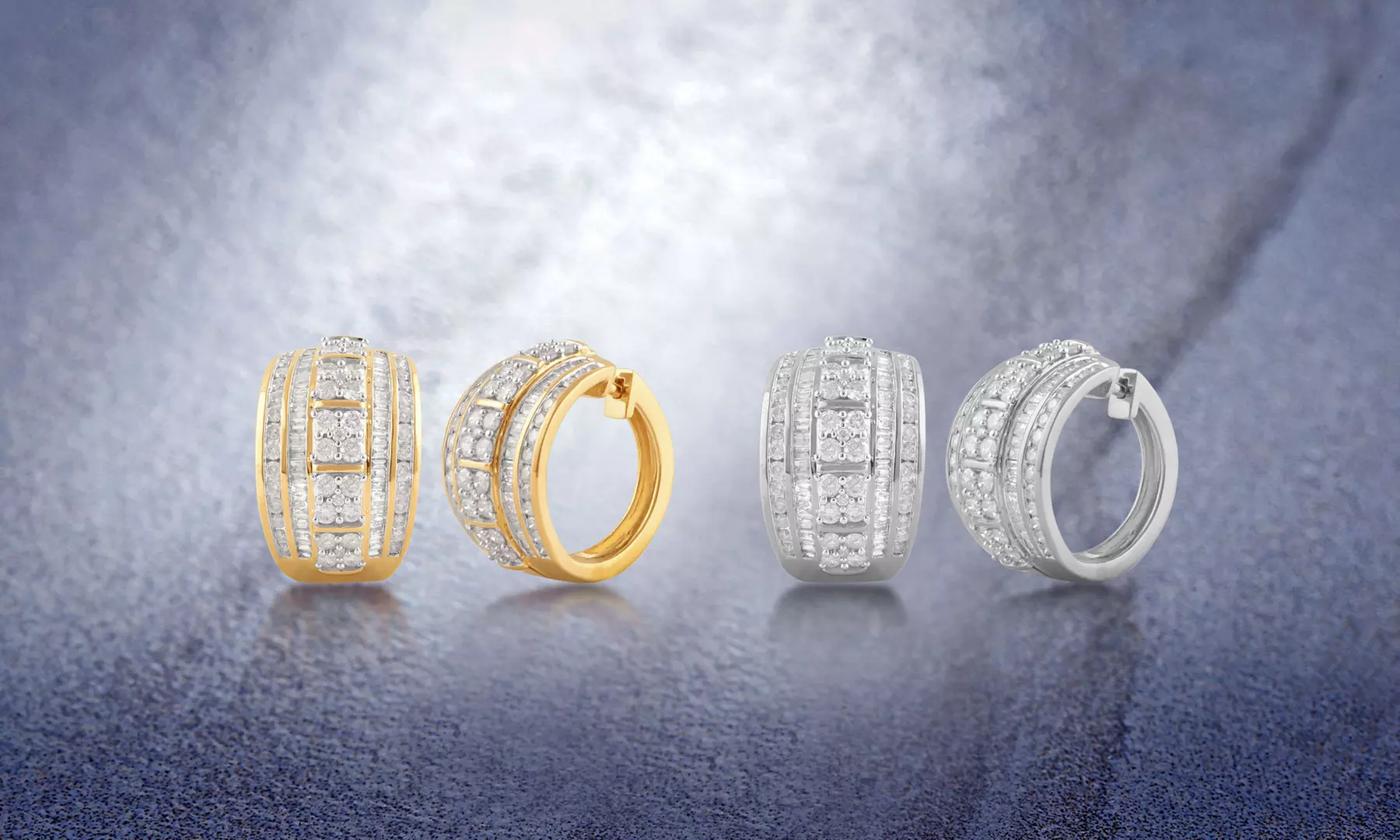 3 CTTW Diamond Cluster Hoop Earring in Sterling Silver By DiamondMuse - Primary Image