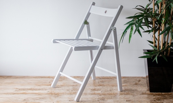 grey wooden folding chairs