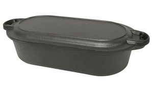 Bayou Classic Cast Iron Oval Fryer with Griddle Lid