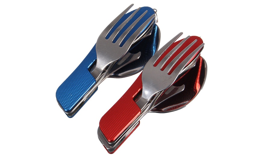 Image 1: Folding Camping Cutlery