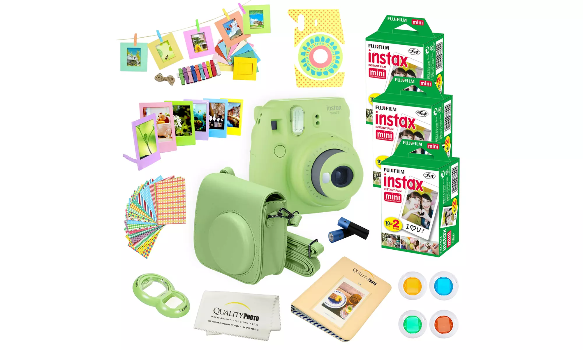 Fujifilm Instax Mini 9 Instant Camera and Accessories Set (27-Piece) with 60 Film Sheets - Second Medium