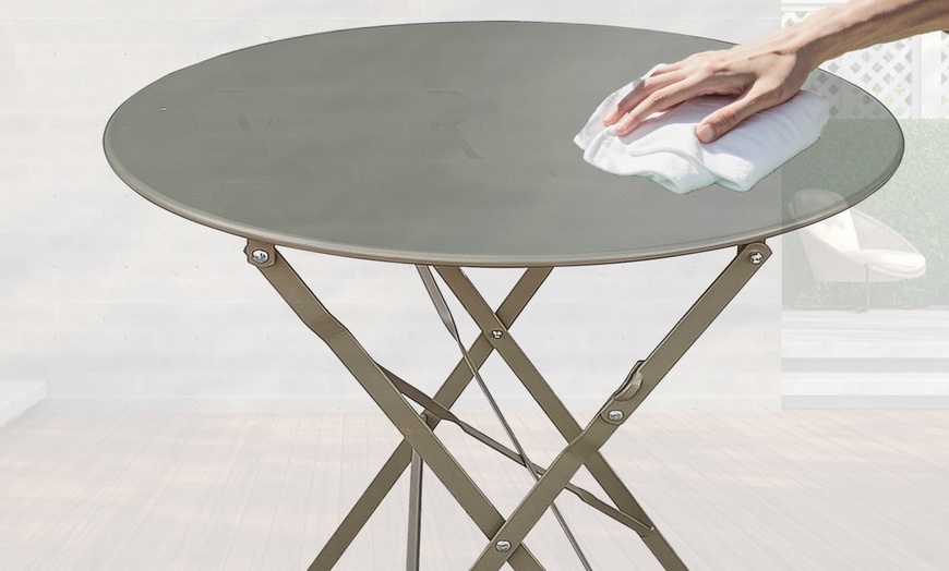 Image 10: Folding Metal Bistro Garden Furniture Set