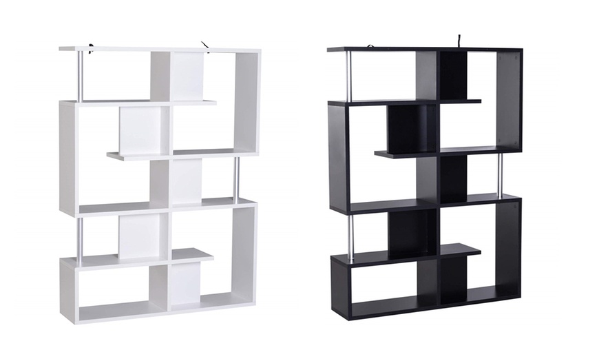 Image 1: Five-Tier S-Shape Bookshelf