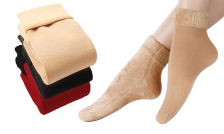 Fino a 4 calzini reversibili con interno in pelliccia sintetica, disponibili in 3 colori