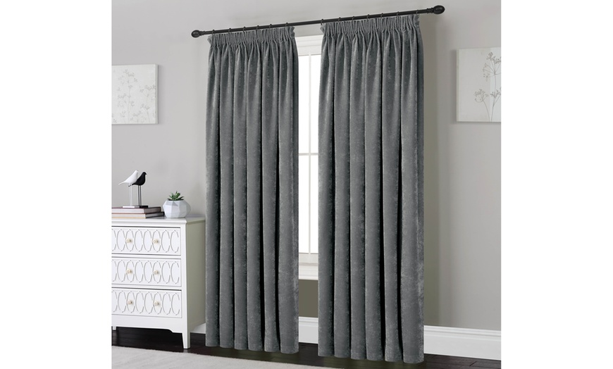 Image 2: Chenille Pencil Pleat Curtains