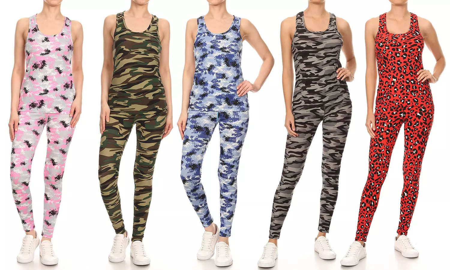Women's 2-Piece Camo and Printed Active Top and Bottoms Sets with Plus - Primary Image