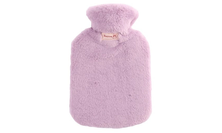 Image 13: Hot Water Bottle with Plush Cover