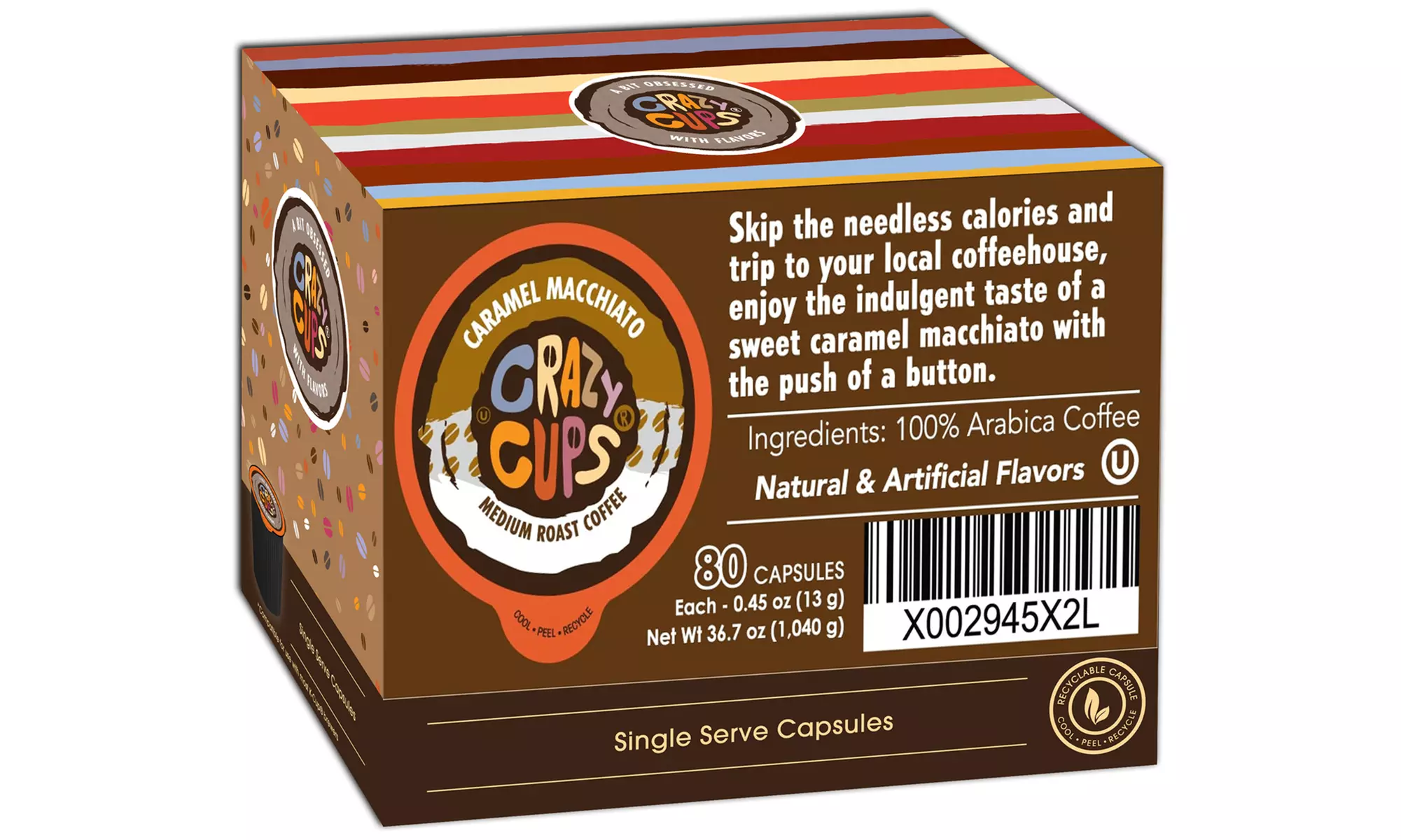 Crazy Cups Caramel Macchiato Coffee K Cups (22- or 80-Count) - Second Medium