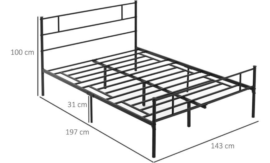 Image 13: HomCom Double Metal Bed Frame