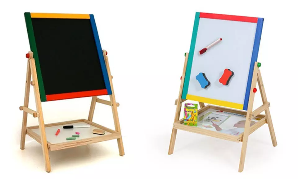 Lavagna reversibile con 5 gessetti, 1 pennarello con tratto maker e 1 spugna - Primary Image