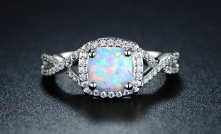 4.00 CTW Fiery White Opal Braided Engagement Ring