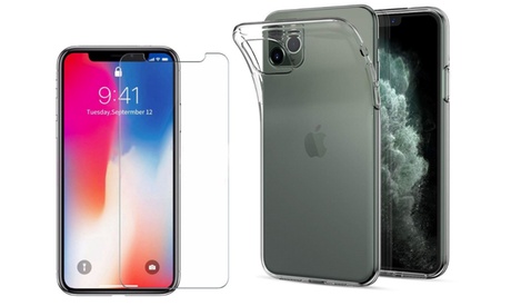 Coque de protection avec 2 verres trempés pour iPhone
