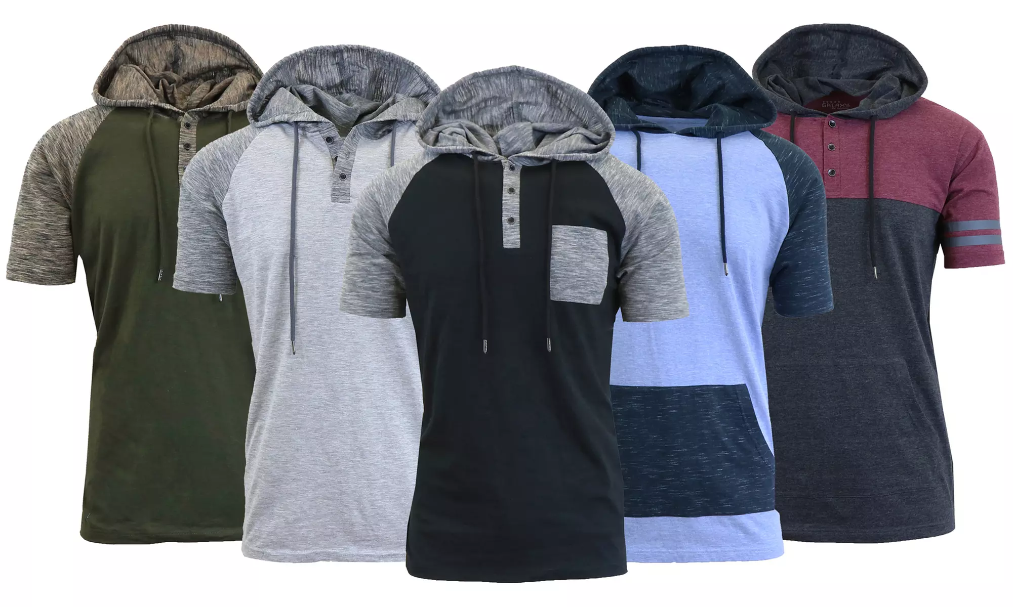 Galaxy By Harvic Men's Short-Sleeve Slim-Fit Pullover Hoodie (S–2XL) - Primary Image