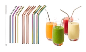 4, 8 or 12 Metal Reusable Straws