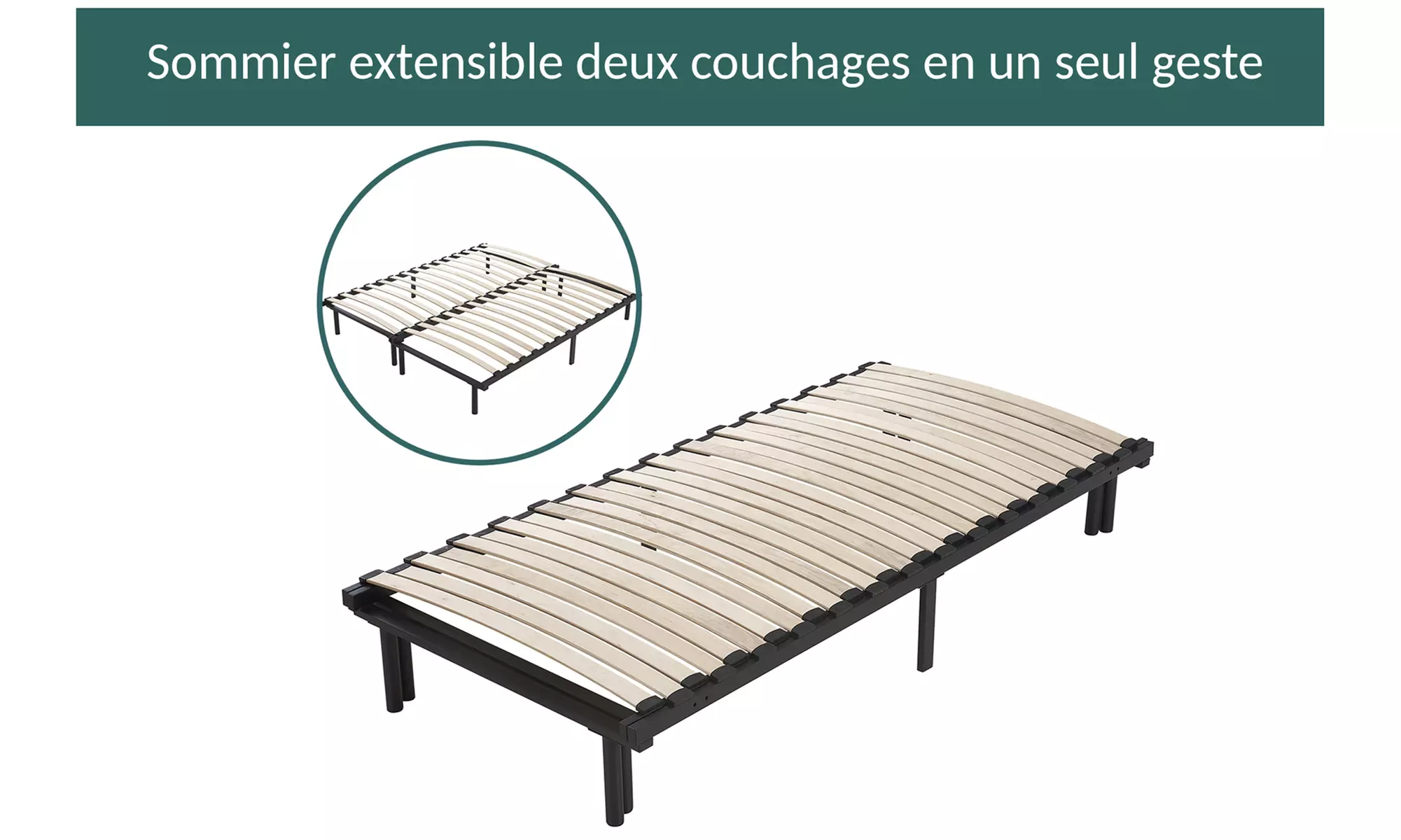 Somier extensible de 90 a 180 cm de Sampur