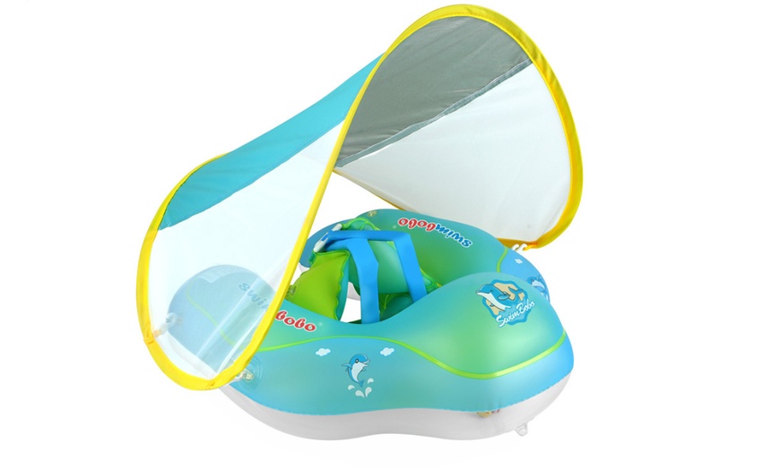 Image 3: Inflatable Pool Float for Kids with Sun Canopy