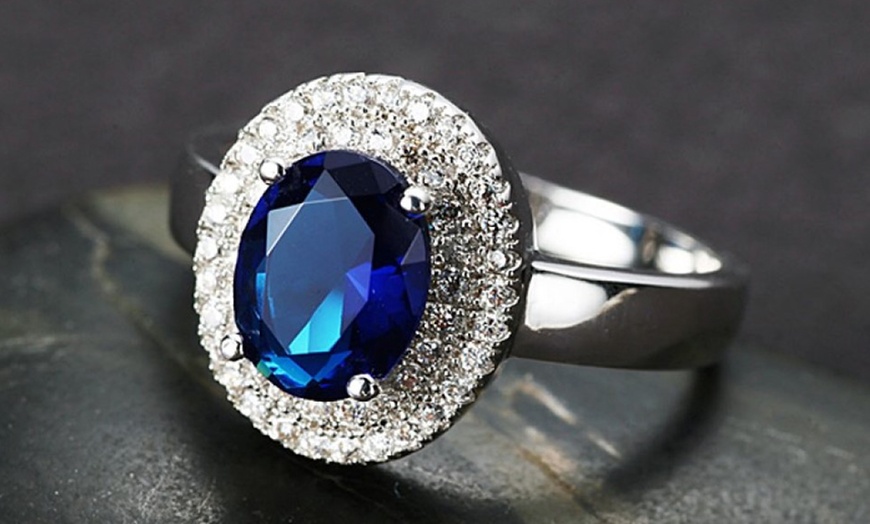 Image 1: Blue Simulated Sapphire Ring