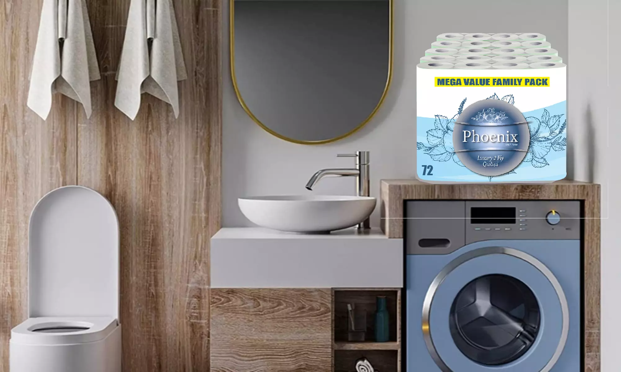 72 Rolls of Phoenix Quilted Two-Ply Soft White Toilet Paper - Second Medium