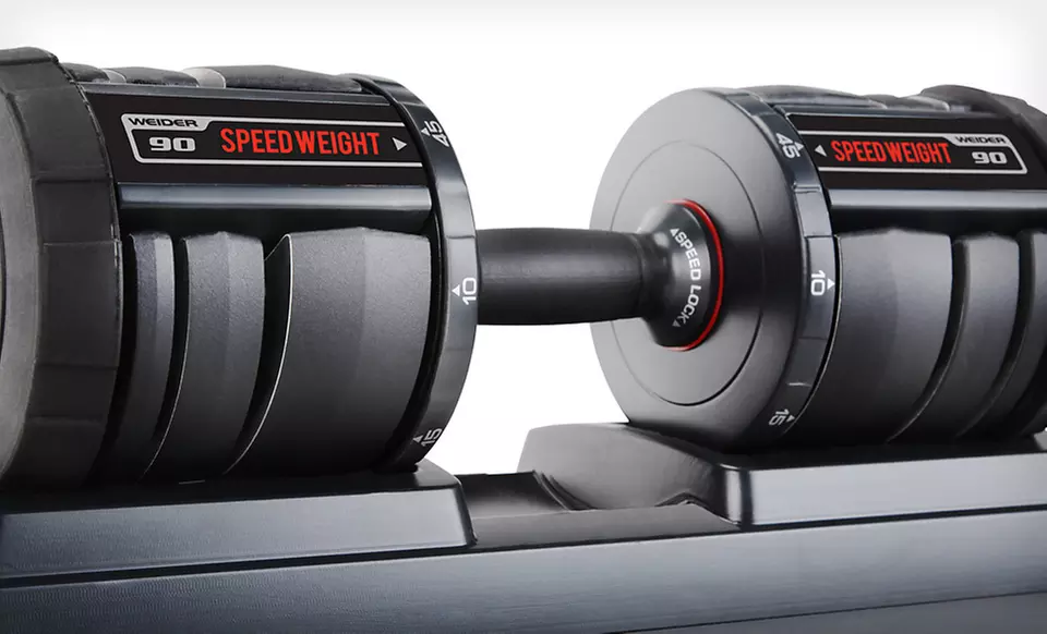 $349 for a Weider SpeedWeight 90 Adjustable Dumbbell Set with Stand ($599 List Price). Free Shipping and Free Returns. - Second Medium