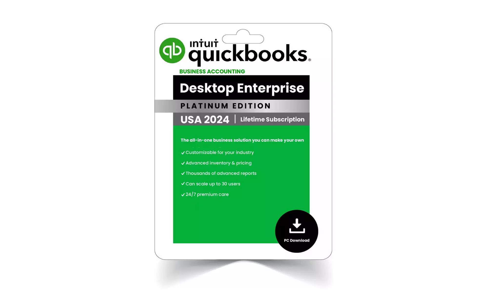 QuickBooks Desktop Enterprise 2024 Platinum – Lifetime Windows Activation for 1, 3, 5, or 10 users - Primary Image